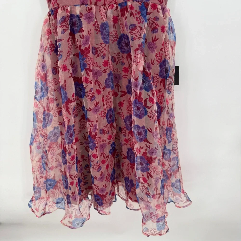 Lulus Delightful Look Magenta Floral Print Bustier‎ Midi Skater Dress Size L - Picture 6 of 14